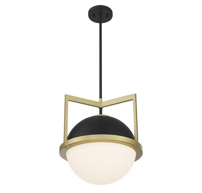 Savoy House 7-4600-1-143 One Light Pendant, Matte Black w/Warm Brass (4)