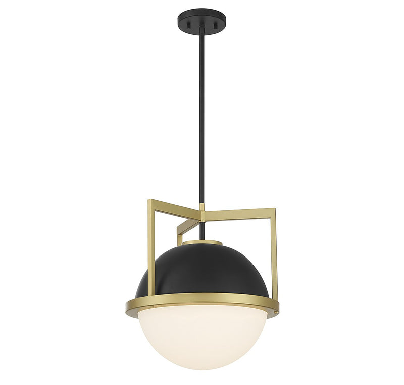 Savoy House 7-4600-1-143 One Light Pendant, Matte Black w/Warm Brass (5)