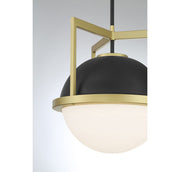 Savoy House 7-4600-1-143 One Light Pendant, Matte Black w/Warm Brass (6)