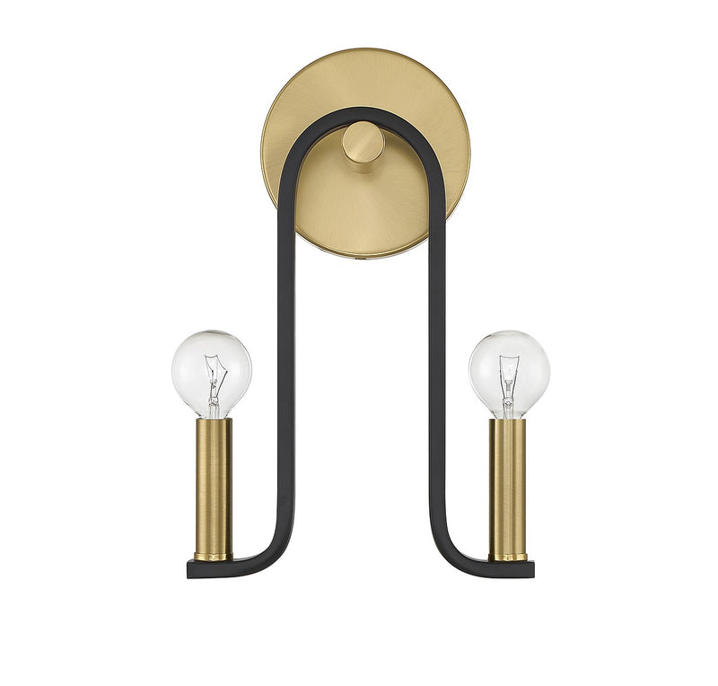 Savoy House 9-5531-2-143 Two Light Wall Sconce, Matte Black w/Warm Brass (2)