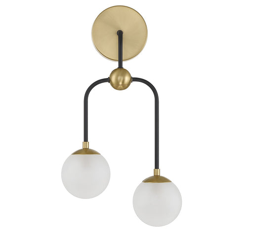 Savoy House 9-6696-2-143 Two Light Wall Sconce, Matte Black w/Warm Brass (2)