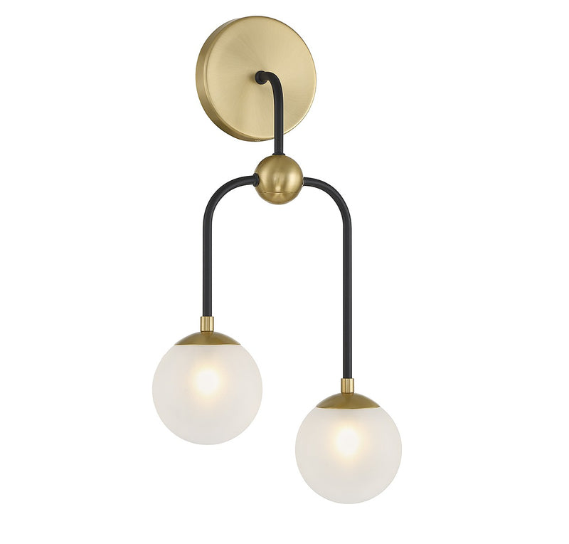 Savoy House 9-6696-2-143 Two Light Wall Sconce, Matte Black w/Warm Brass (3)