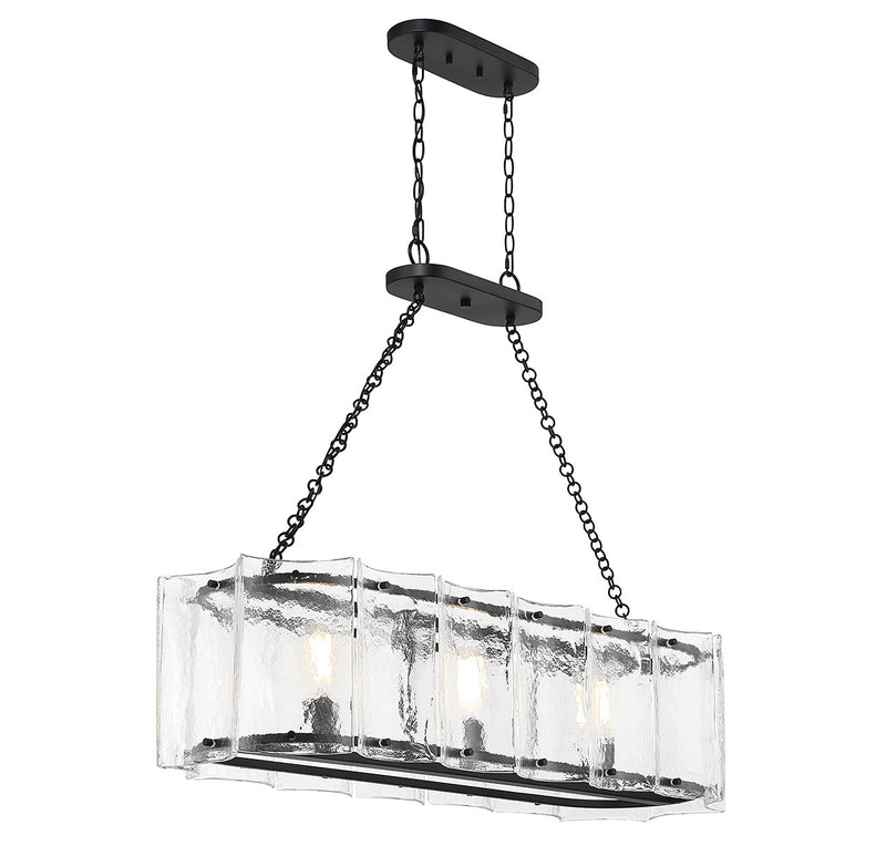 Savoy House 1-8203-3-89 Three Light Linear Chandelier, Matte Black (4)