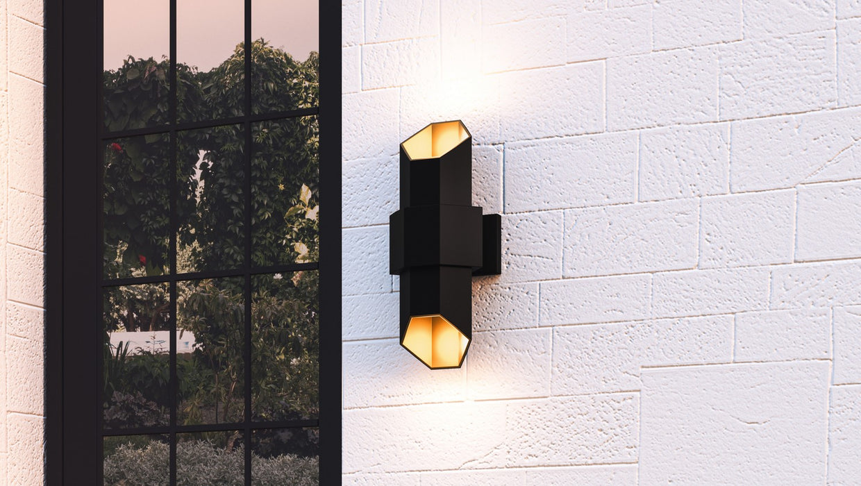 Quoizel CHS8307MBKG Chasm LED Outdoor Wall Mount, Matte Black Gold Alternate Image 6.jpg