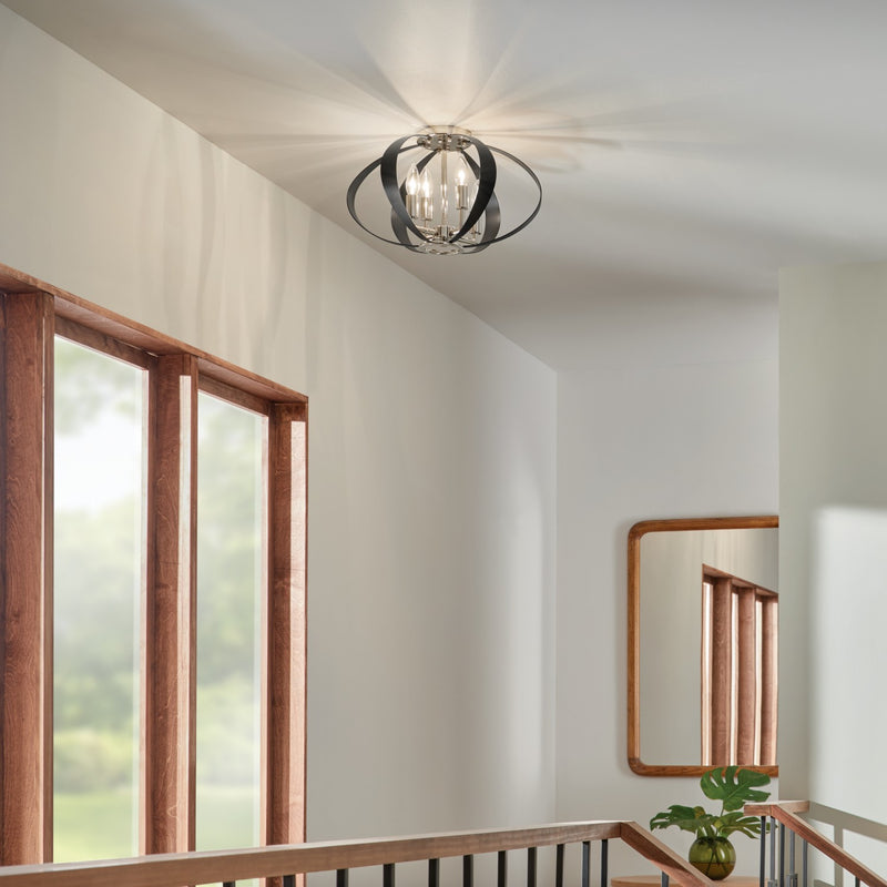 Kichler 52588PN Four Light Flush Mount, Polished Nickel (4)