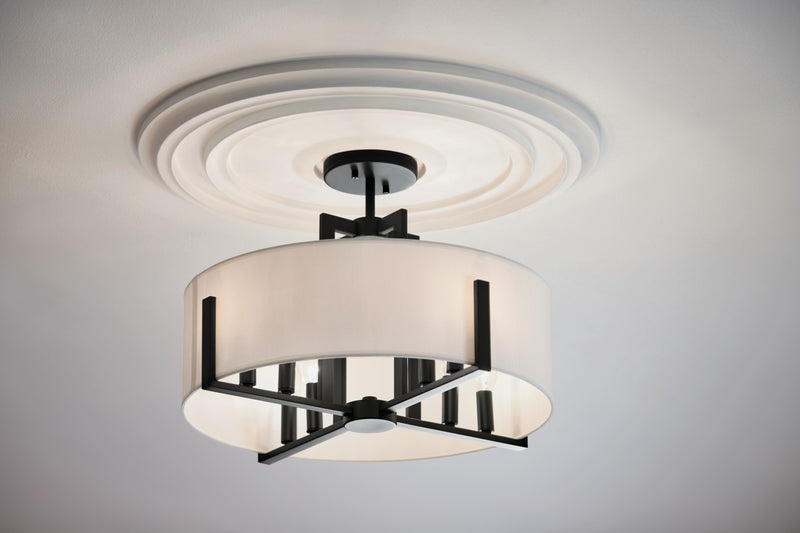 Kichler 52592BK Eight Light Pendant/Semi Flush, Black (6)