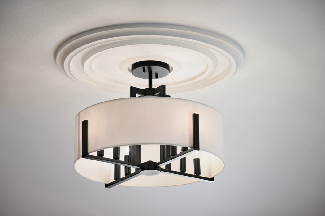 Kichler 52592BK Malen Eight Light Semi Flush Mount, Black Alternate Image.jpg