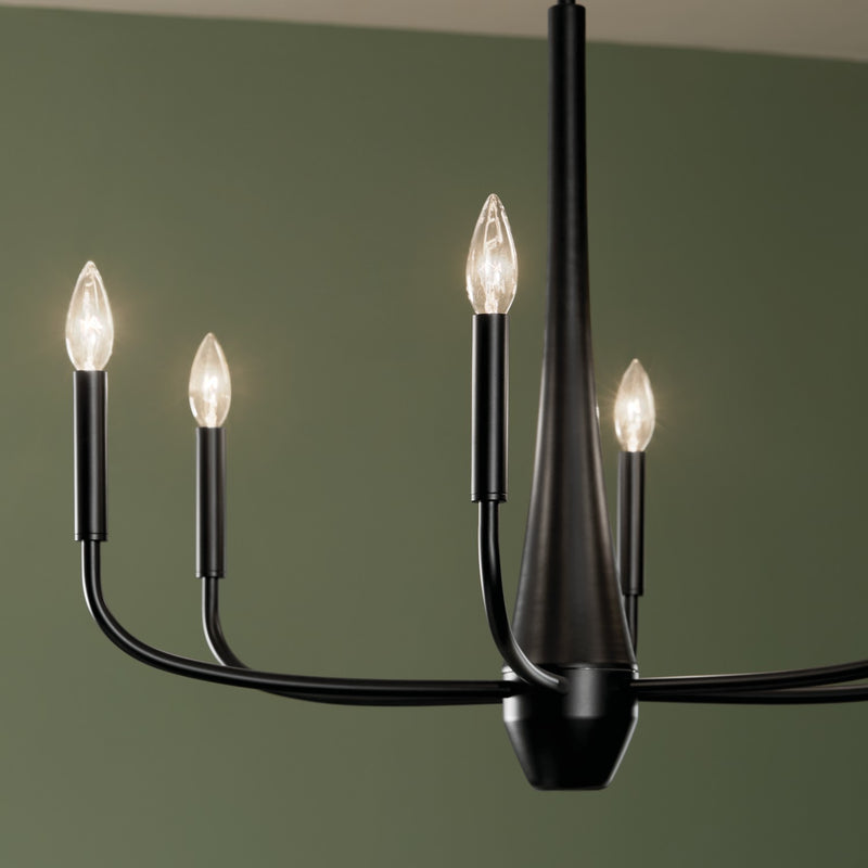 Kichler 52525BK Six Light Chandelier, Black (6)