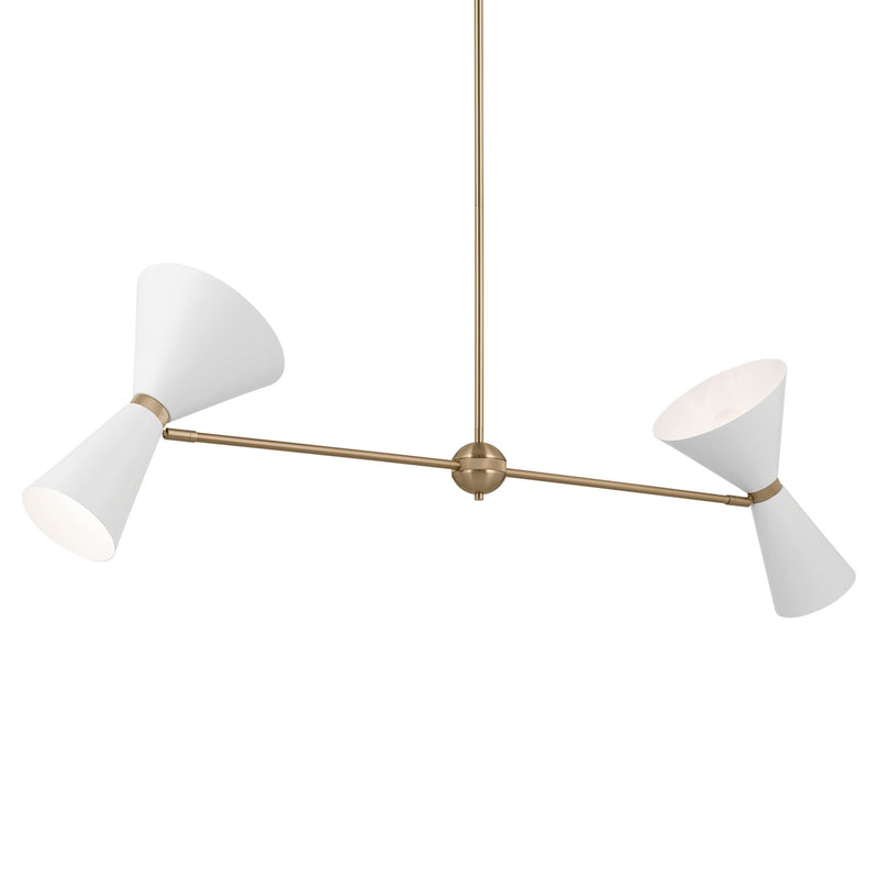 Kichler 52569CPZWH Four Light Linear Chandelier, Champagne Bronze (5)