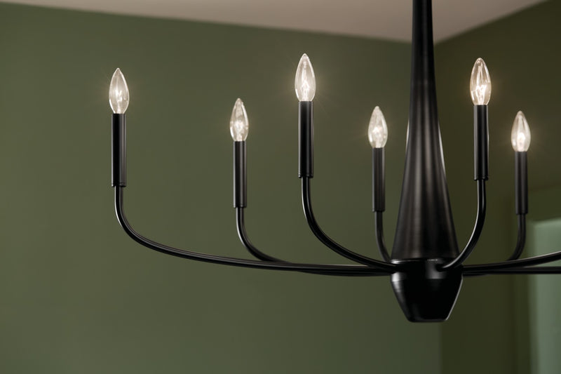 Kichler 52528BK Eight Light Chandelier, Black (5)