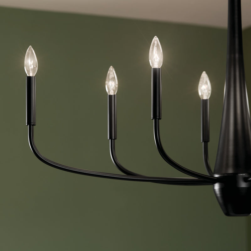 Kichler 52528BK Eight Light Chandelier, Black (6)