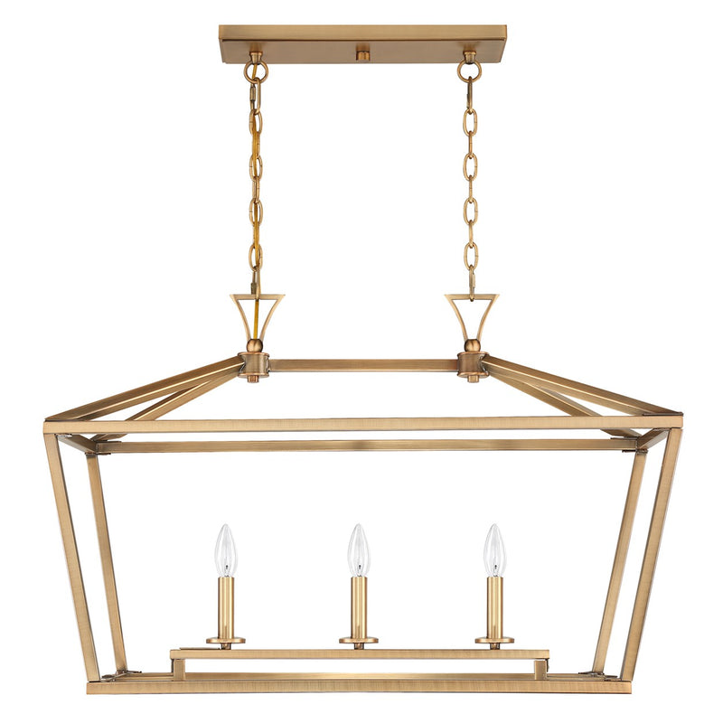 Savoy House 1-423-3-322 Three Light Linear Chandelier, Warm Brass (2)