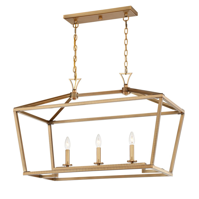 Savoy House 1-423-3-322 Three Light Linear Chandelier, Warm Brass (4)