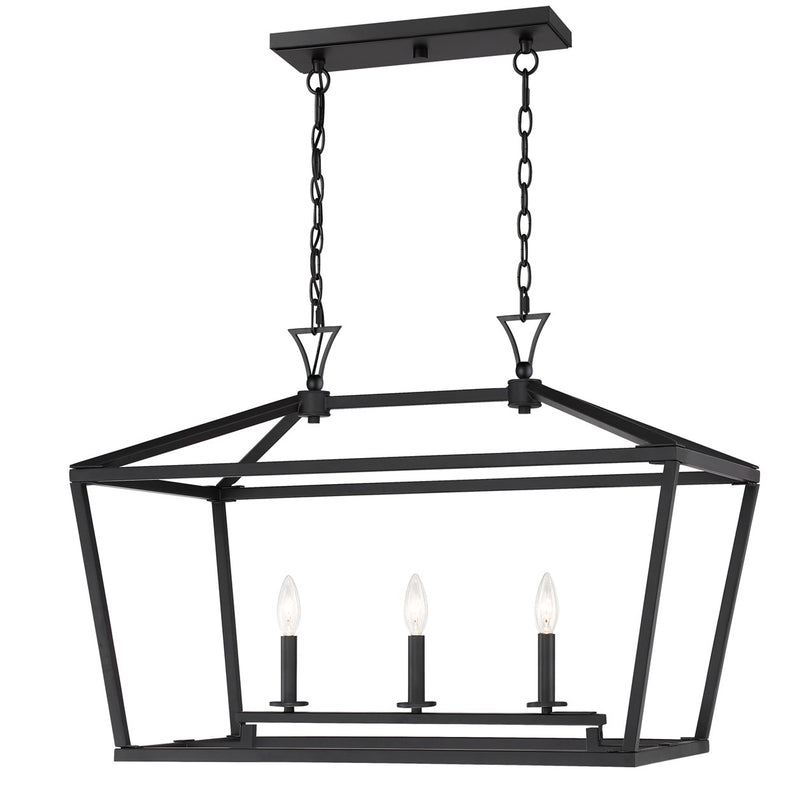 Savoy House 1-423-3-89 Three Light Linear Chandelier, Matte Black (3)