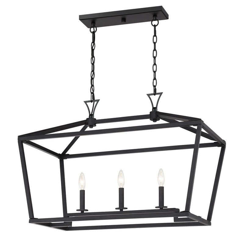 Savoy House 1-423-3-89 Three Light Linear Chandelier, Matte Black (4)