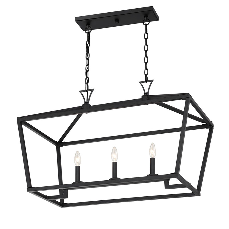 Savoy House 1-423-3-89 Three Light Linear Chandelier, Matte Black (5)