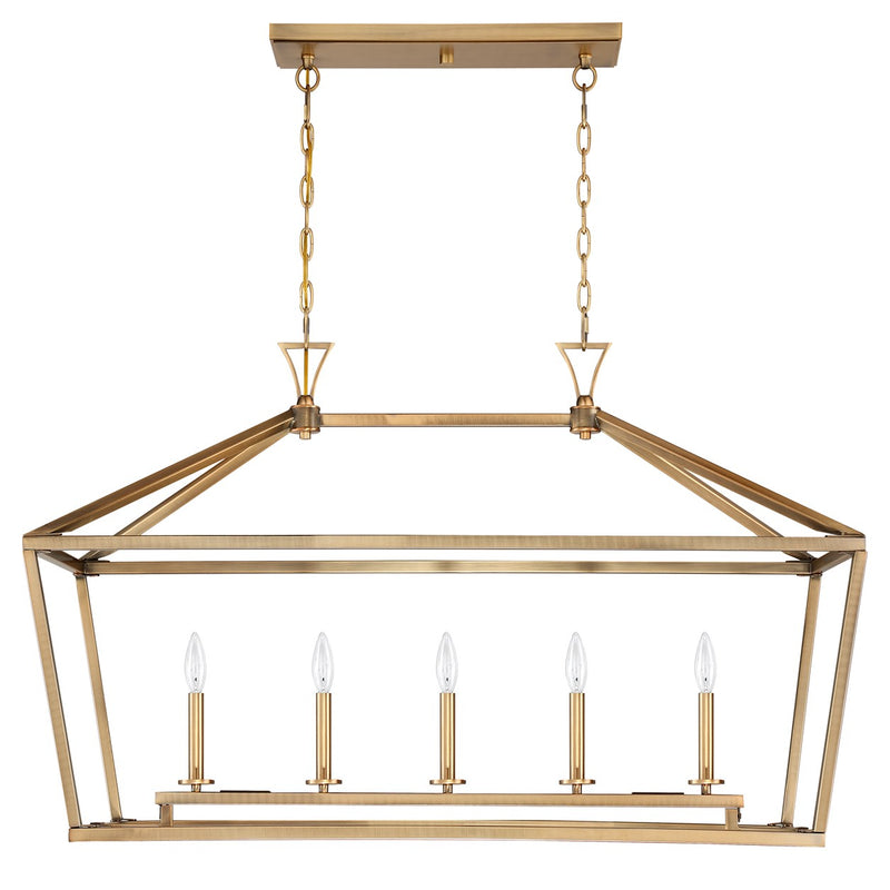 Savoy House 1-424-5-322 Five Light Linear Chandelier, Warm Brass (2)