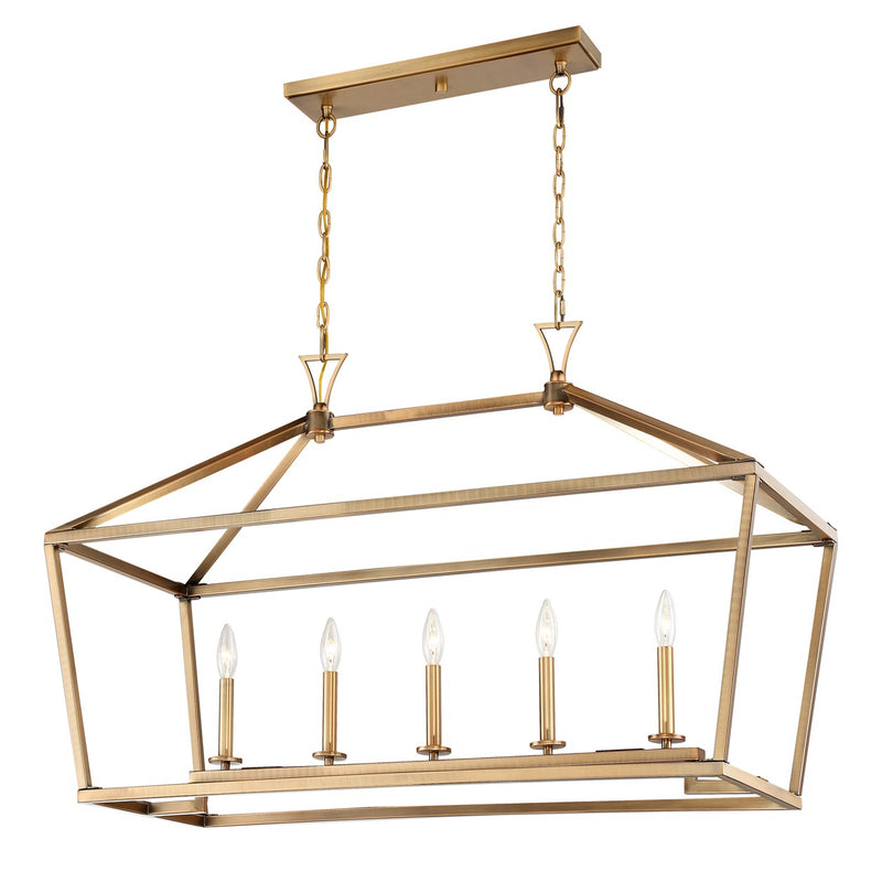 Savoy House 1-424-5-322 Five Light Linear Chandelier, Warm Brass (4)