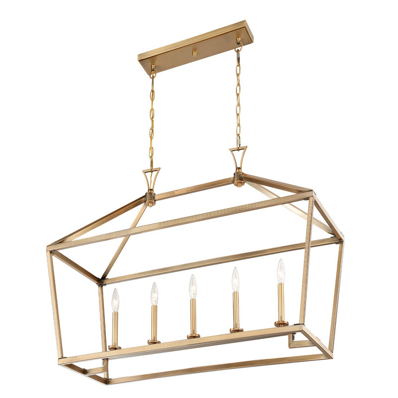 Savoy House 1-424-5-322 Five Light Linear Chandelier, Warm Brass (5)
