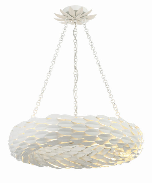 Crystorama 536-MT Broche Six Light Pendant Matte White Alternate Image.jpg