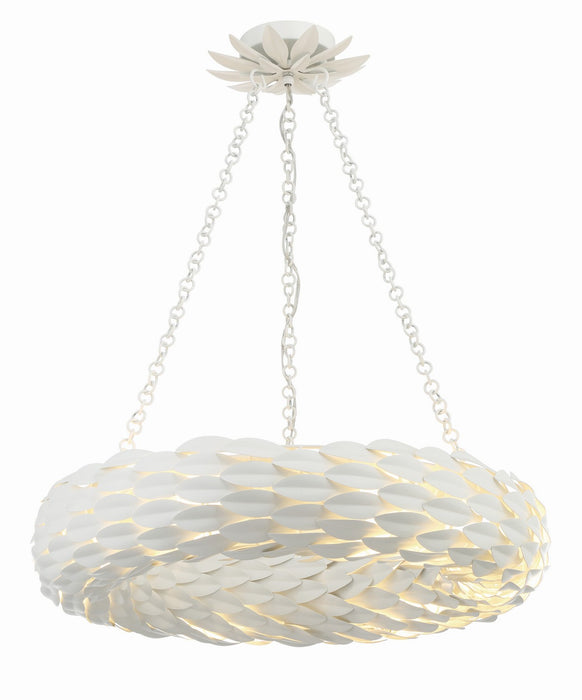 Crystorama 536-MT Broche Six Light Pendant Matte White Alternate Image.jpg