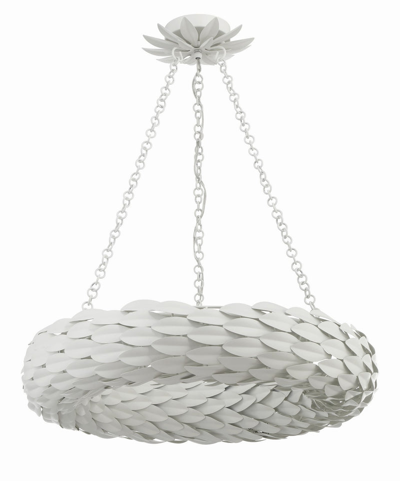 Crystorama 536-MT Broche Six Light Pendant Matte White Alternate Image 2.jpg
