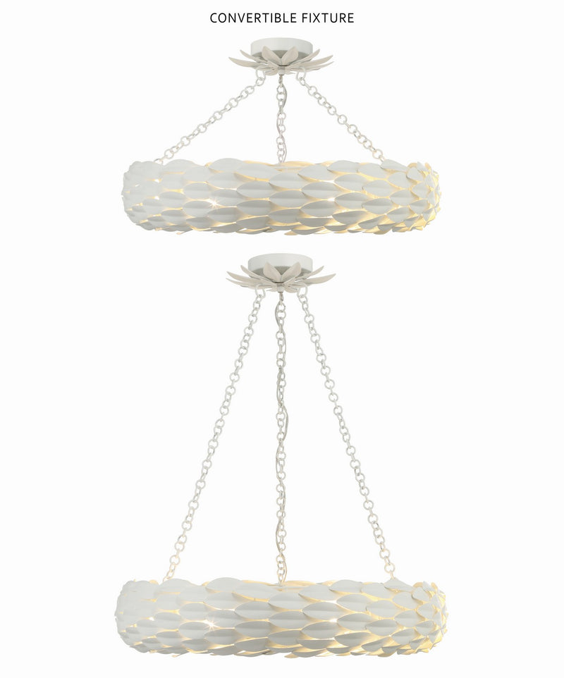 Crystorama 536-MT Broche Six Light Pendant Matte White Alternate Image 4.jpg