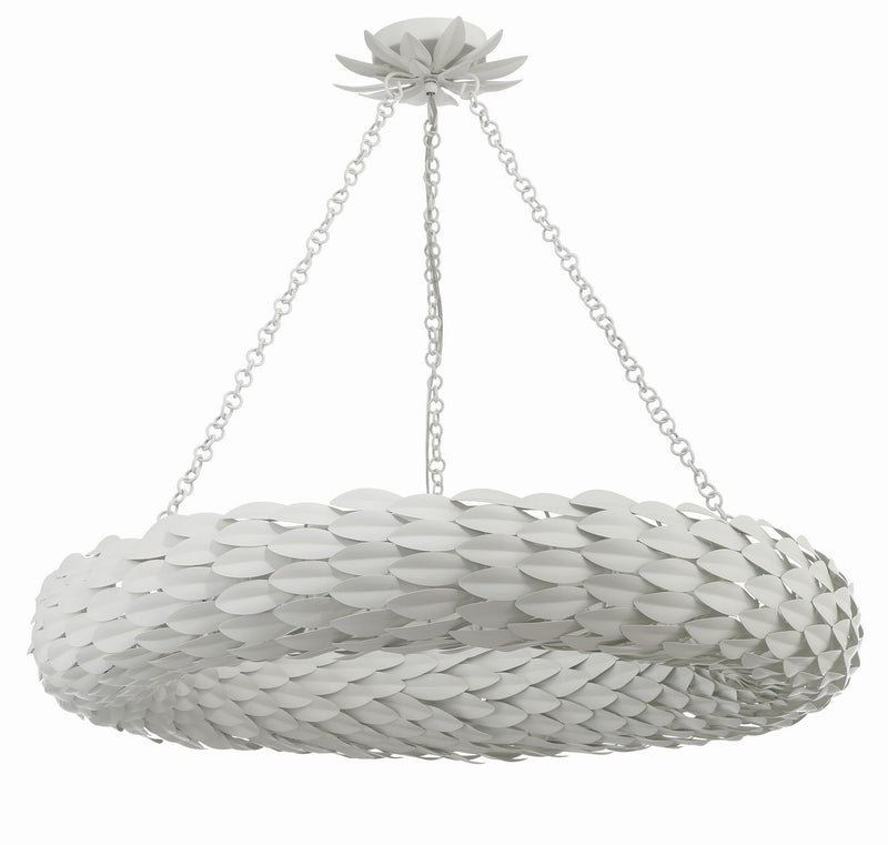 Crystorama 538-MT Broche Eight Light Pendant Matte White Alternate Image.jpg