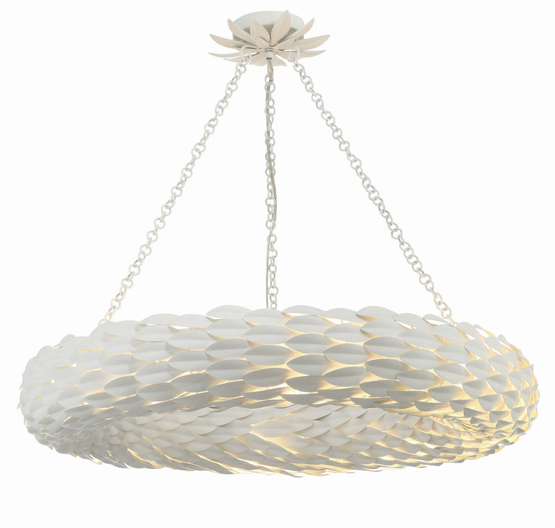 Crystorama 538-MT Broche Eight Light Pendant Matte White Alternate Image 2.jpg