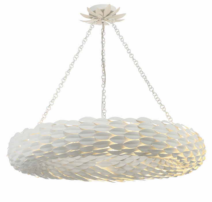 Crystorama 538-MT Broche Eight Light Pendant Matte White Alternate Image 2.jpg