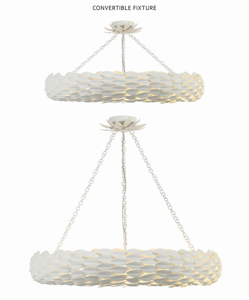 Crystorama 538-MT Broche Eight Light Pendant Matte White Alternate Image 4.jpg