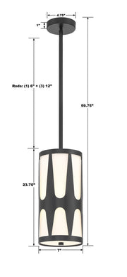 Crystorama ROY-801-BK Royston One Light Pendant Black Alternate Image 2.jpg