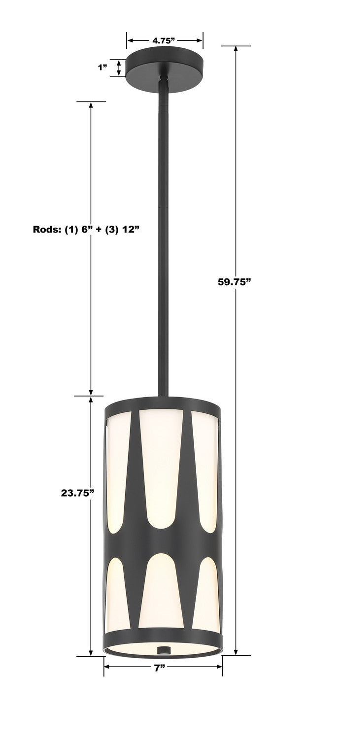 Crystorama ROY-801-BK Royston One Light Pendant Black Alternate Image 2.jpg