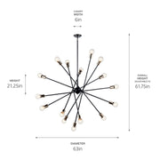Kichler 52537BK 16 Light Chandelier, Black (5)