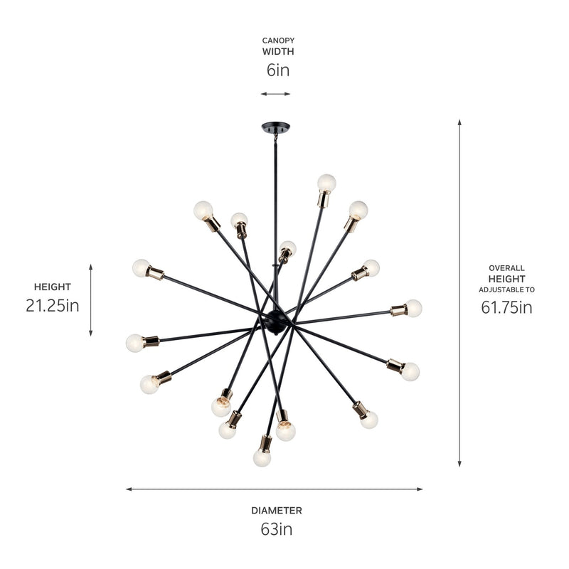 Kichler 52537BK 16 Light Chandelier, Black (5)