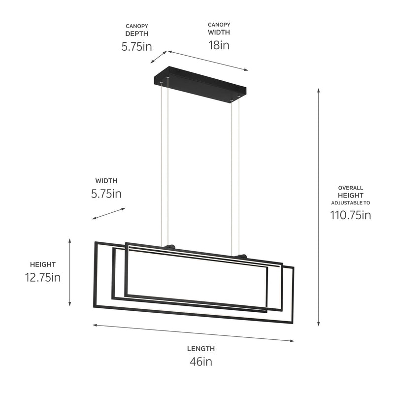 Kichler 84331MBK LED Linear Chandelier, Matte Black (6)