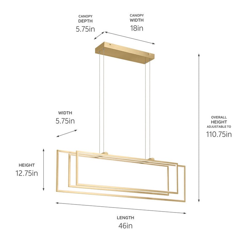 Kichler 84331CG LED Linear Chandelier, Champagne Gold (6)