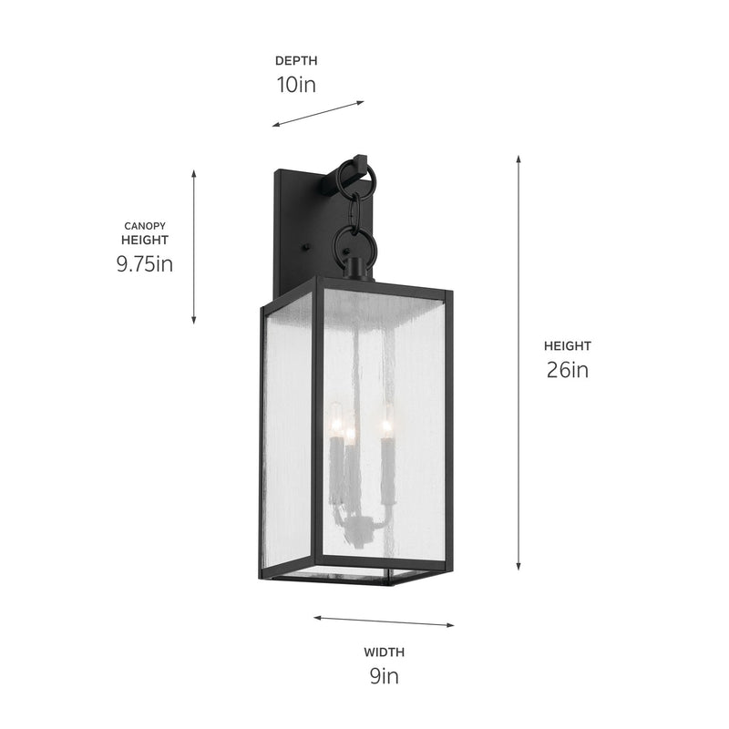 Kichler 59009BKT Three Light Outdoor Wall Mount, Black (4)