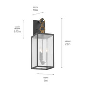 Kichler 59009WZC Three Light Outdoor Wall Mount, Weathered Zinc (4)