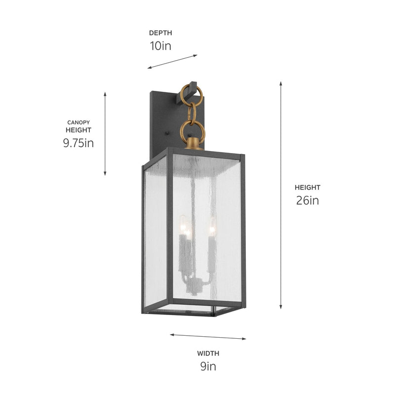 Kichler 59009WZC Three Light Outdoor Wall Mount, Weathered Zinc (4)