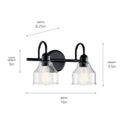 Kichler 45972BK Two Light Bath, Black (4)
