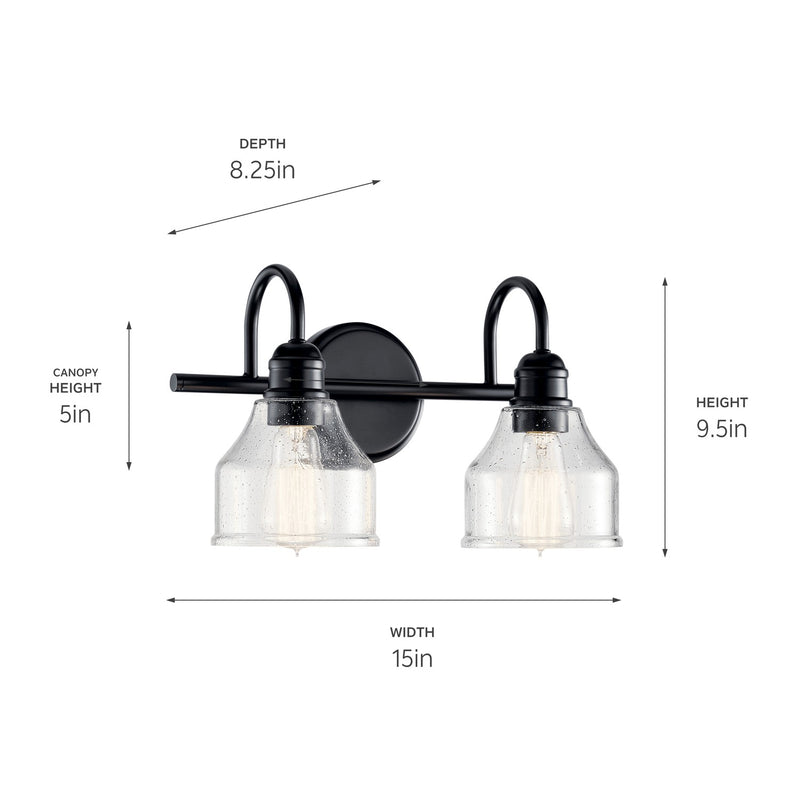 Kichler 45972BK Two Light Bath, Black (4)