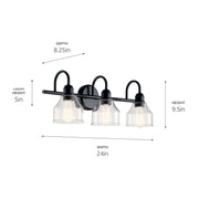 Kichler 45973BK Three Light Bath, Black (4)
