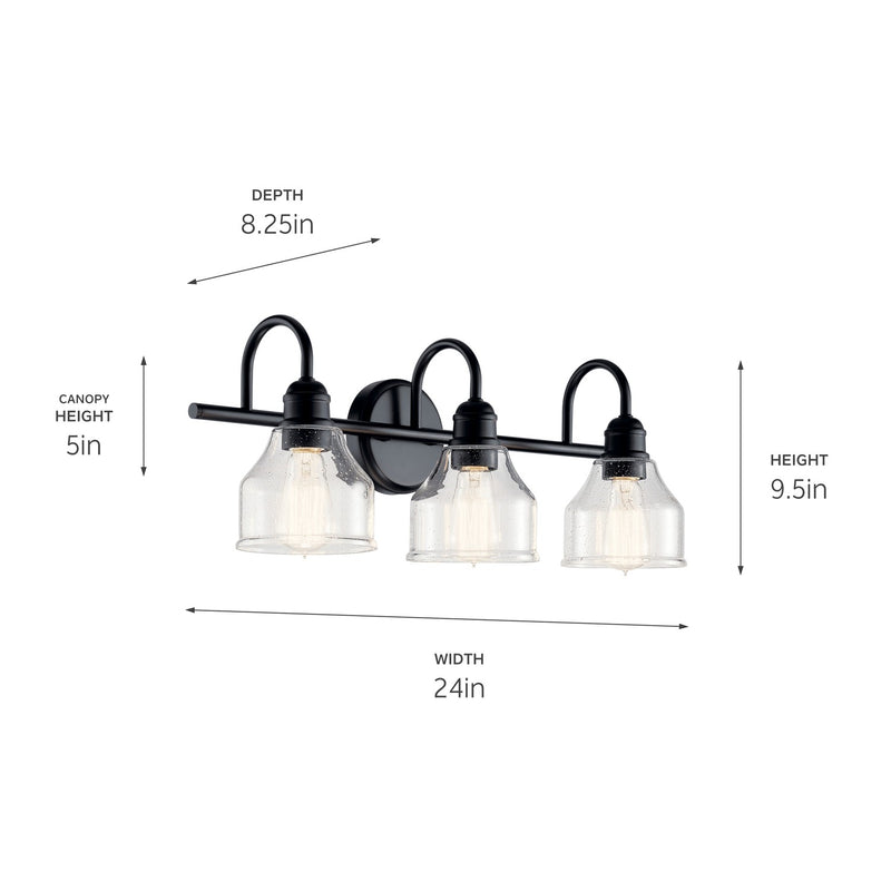 Kichler 45973BK Three Light Bath, Black (4)