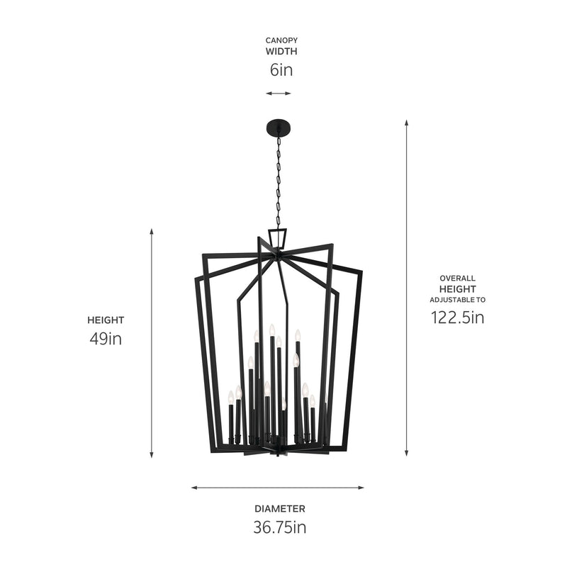 Kichler 43499BK 16 Light Foyer Pendant, Black (4)