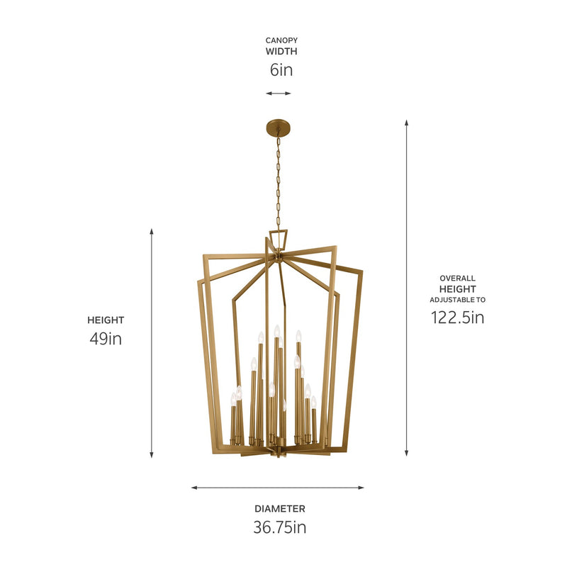Kichler 43499NBR 16 Light Foyer Pendant, Natural Brass (4)