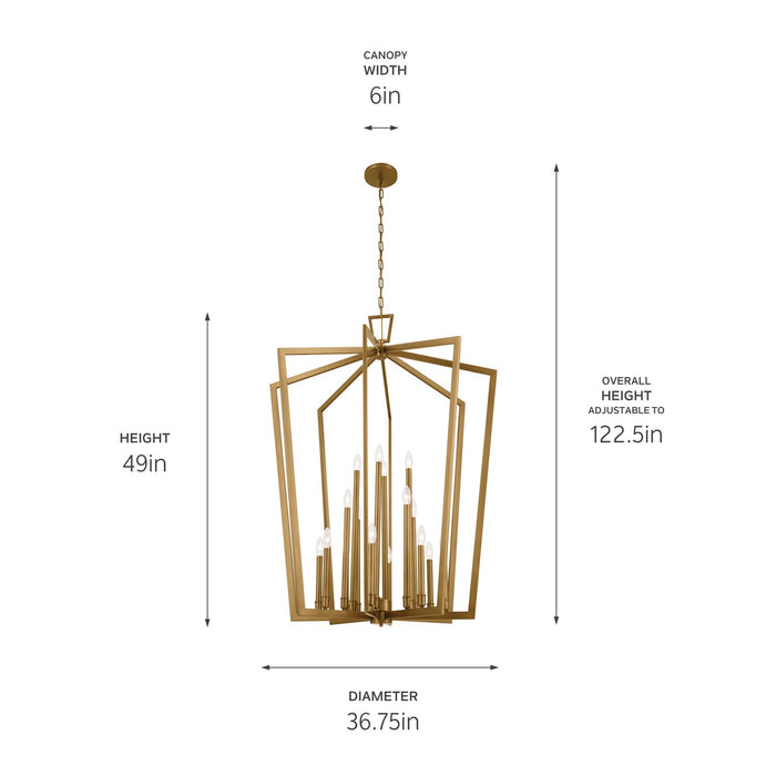 Kichler 43499NBR 16 Light Foyer Pendant, Natural Brass (4)