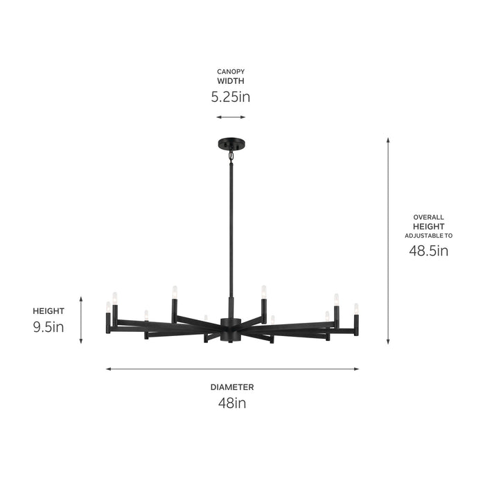 Kichler 52613BK Ten Light Chandelier, Black (5)