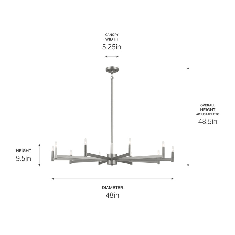 Kichler 52613SN Ten Light Chandelier, Satin Nickel (5)