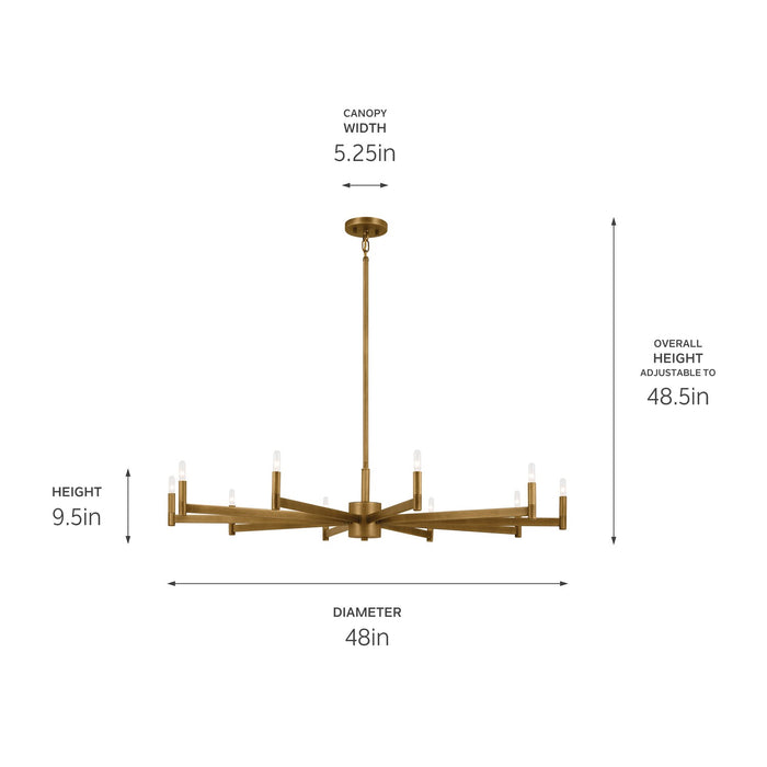 Kichler 52613NBR Ten Light Chandelier, Natural Brass (5)